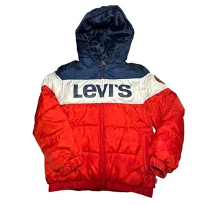 VINTAGE Levi’s Y2K Full Zip Hooded Puffer Jacket Youth Boy Small Stranger Things - Picture 1 of 15