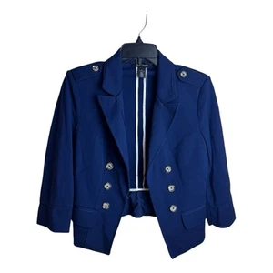 White House Black Market Navy Nautical Captain Button Blazer Coat Jacket 6 - Picture 1 of 5