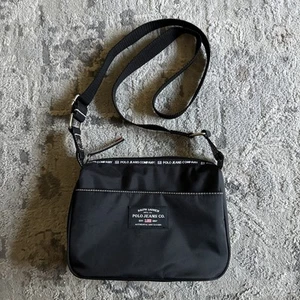 Bolso Bandolera Vintage Años 90 Ralph Lauren Polo Jeans Co Negro Lona 9”x7” - Imagen 1 de 11