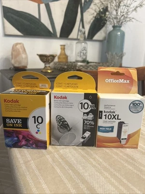 Kodak 10C Multi Color And 10XL BLACK Inkjet Printer Cartridge Genuine Lot New 3 - Image 1 of 4