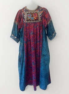 RARE Folk Art To Wear Shift Dress Dress~Boho Flowers & Buttons~Sz. L See Desc. - Picture 1 of 17