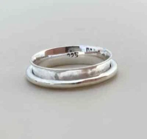 Unisex Hammered 925 Silver Spinner Ring, Stress Relief Rings Men and Women, Wide - Picture 1 of 9