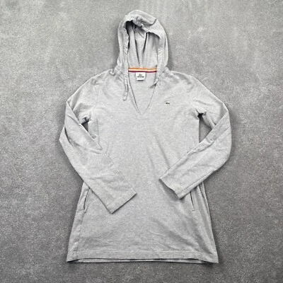 Sudadera pulóver con capucha cuello en V Lacoste vintage para mujer talla 38 gris Foto 1 de 4