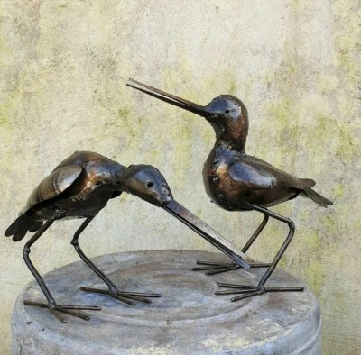 Ornamento de jardim de metal Sandpiper escultura arte - ato de pássaro de metal reciclado feito à mão - Imagem 1 de 4