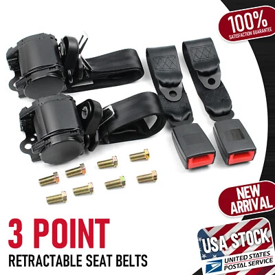 Juego de 2 cinturones de seguridad retráctiles universales de 3 puntos para GMC Sierra 1500 1998-2019 Foto 1 de 4