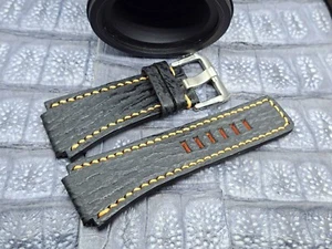 24mm/24mm Shark Leather Watch Band Exotic Leather Minimalist Design Bespoke - Picture 1 of 9