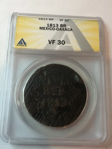 SASA 1813 MEXICO 8 REALES OAXACA SUD anacs VF 30 BN SCARCE WAR OF INDEPENDENCE Cover
