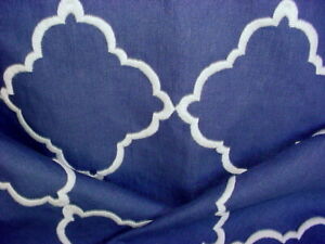 2-1/4Y Anna French AF26136 Tunisia Trellis Embroidered Linen Upholstery Fabric