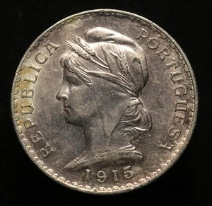 Portugal 1915 1 Escudo - Silver - Attractive - Picture 1 of 2