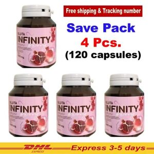 4 x Gluta Infinity Berry  Capsules Whitening Reduce Dark Brighten Skin 30 Caps