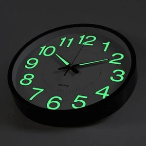 12'' Wall Clock Large Quartz Silent Luminous Glow In the Dark Indoor Home Office - Picture 1 of 19