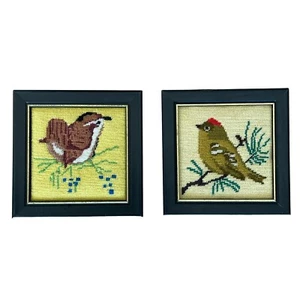 x2 Bird Framed Cross-Stitch 5 x 5 nches - Picture 1 of 5