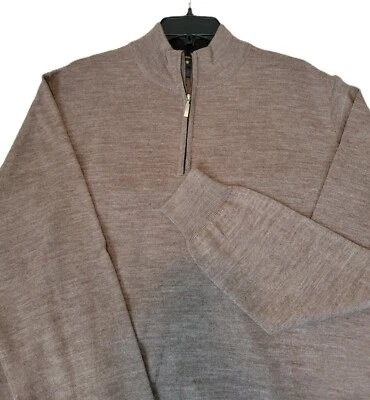 Свитер на молнии Toscano Firenze 1/4 шерстяной мериносовый коричневый мужской размер XL от Assaraf Golf Dad - Изображение 1 из 4