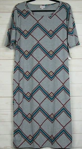 Lularoe Women's Julia Dress Gray with Red & Blue Size 3XL NWT - Picture 1 of 3