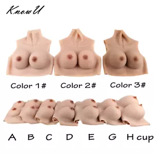 KnowU Silicone Breast Forms A-H Cup Fake Boobs Skin Texture  Cosplay Transgender - Picture 1 of 46