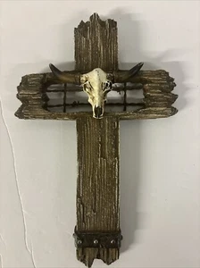 Vintage Southwestern Motif Cow Skull Cross Home Decor - Picture 1 of 4