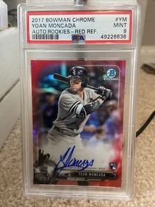 2017 Bowman Chrome Red Refractor Auto Yoan Moncada PSA 9 Red Sox /5 Autograph RC - Picture 1 of 2