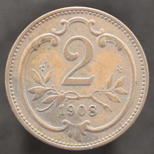 1908 Austria Two Heller - KM 2802 (F316) - Picture 1 of 2