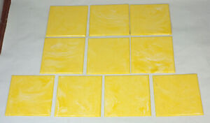 10 NOS Vintage Yellow Marbled 4-1/4" Square Plastic Wall Tiles