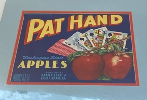Etiqueta de caja de frutas mate PAT HAND manzanas del estado de Washington 14 x 12,75" - Imagen 1 de 4