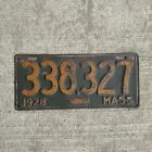 1928 Massachusetts License Plate 338327 Mass MA Cod Fish Auto Car Garage Decor