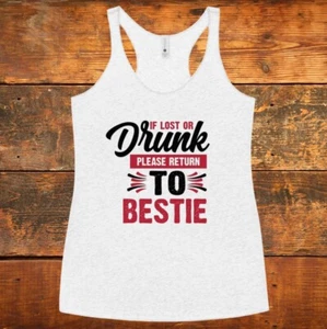 RETURN TO BESTIE FUNNY *WOMEN'S RACERBACK TANK TOP* DRUNK FRIENDS WEDDING PARTY - Imagen 1 de 7