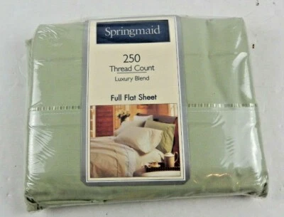 Sábana plana completa vintage Spring Maid 250 hilos verde claro Springmaid Foto 1 de 3