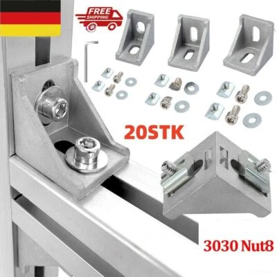 MARKENLOS 20x Eckwinkel 30x30 Winkel Nut 8 Aluprofil Winkel verbinder Befestigungsmaterial