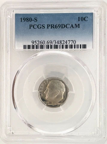 1980 S PCGS PR69 DCAM Roosevelt Dime 10c US Coin 1980-S PCGS PR-69 Deep Cameo Cover