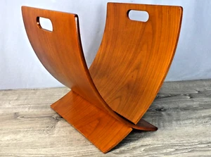 Jens Nielsen Mid Century Scandinavian Modern Magazine Rack Bent Teak Lamination - Picture 1 of 10
