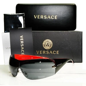 Authentic Versace Sunglasses Black Shield Mens Womens Visor Ski 2054 1001/87