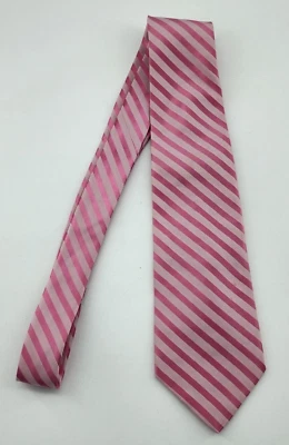 MURANO 粉色条纹 100% 真丝超长领带美国制造 — 第 1/4 张图片