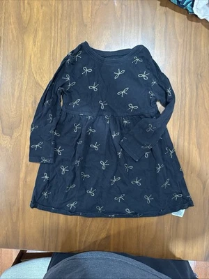 Vestido de manga larga vintage azul marino para bebé niña 3/6 meses lazos dorados Foto 1 de 2