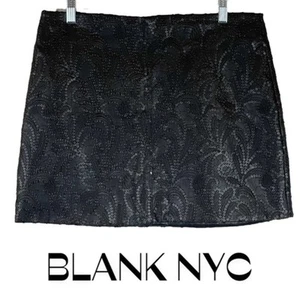 Blank NYC Vegan Leather Black Sequined Party Grunge Glam Mini Skirt NWOT Size S - Picture 1 of 10