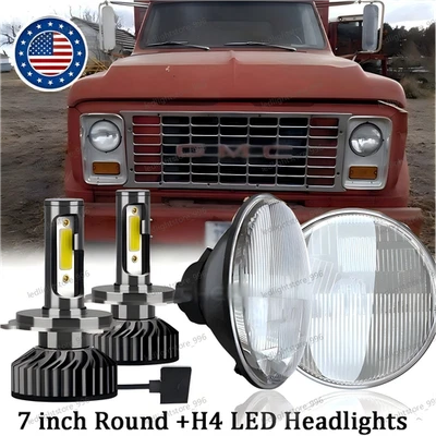 2X Faros LED Fit GMC C5000 C6000 C7000 1979-1990 DOT 7 pulgadas haz alto y bajo Foto 1 de 4