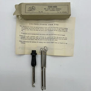 Columbia Minerva Deluxe Rug Needle 2 Points #90 Original Box Instructions VTG - Picture 1 of 7