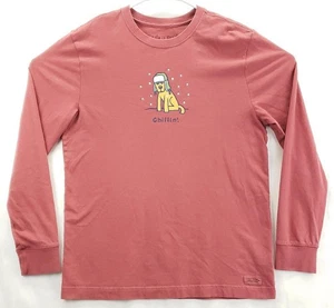 Life Is Good Vintage Shirt Mens Medium Pink Chillin Cotton Crew Neck Pullover - Picture 1 of 10