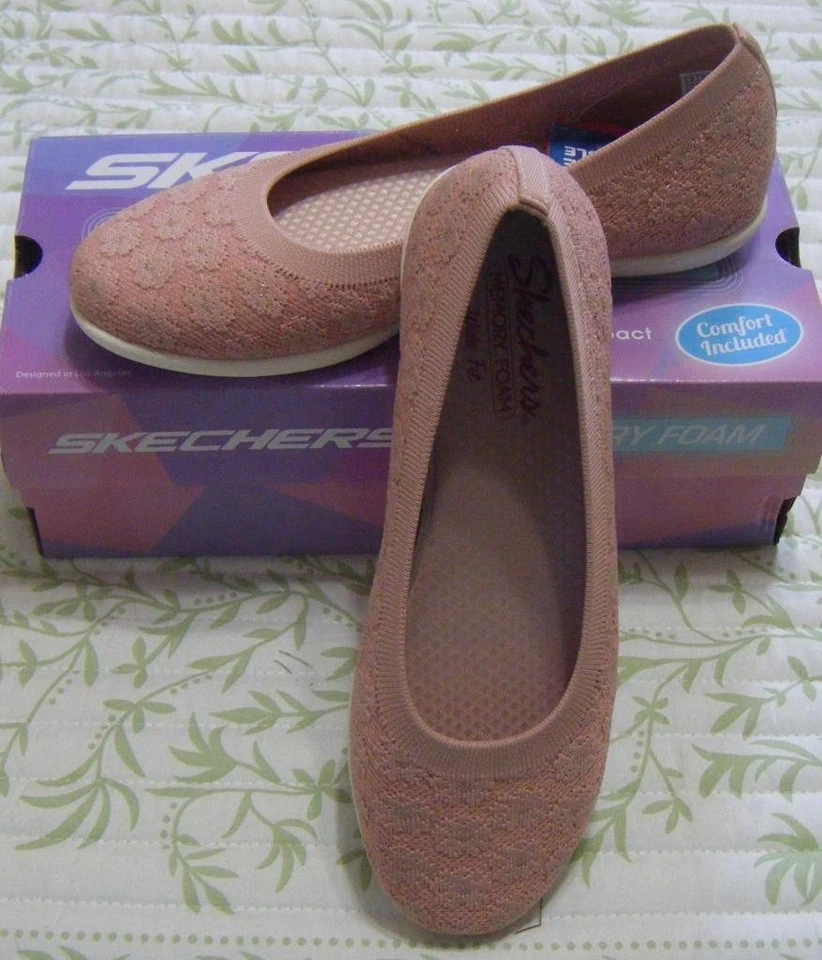 Sapatilhas femininas Skechers Cleo Sport metálicas laváveis flores brilhantes rosa 8W LA14 - Imagem 1 de 1