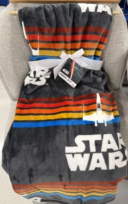 Плюшевое флисовое одеяло Disney Star Wars Rebel Alliance Starfighter Jedi Grogu BN - Изображение 1 из 4