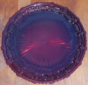 Avon Cape Cod Ruby Red Glass Dinner Plate Vintage Decorative Tableware - Picture 1 of 2