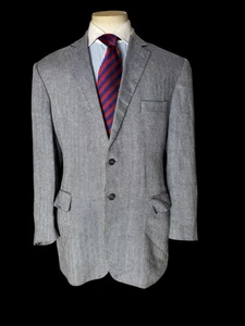 Ede & Ravenscroft Fischgrät Leinen Blazer Sport Mantel 44R hellblau  - Bild 1 von 16