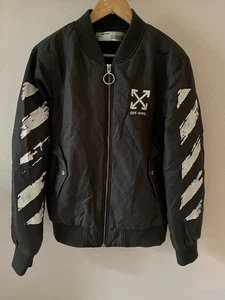 Off-White Main Label Warm Bomber Jacket  - Black - sz XL - Picture 1 of 10