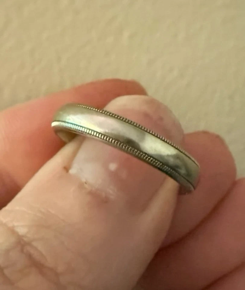 Benchmark Wedding Band 10K White Gold 4mm Double Milgrain Comfort Fit Sz10 4.3g - Image 1 of 4