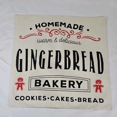 EUC Decorative Pillow Cover 18"x18" Gingerbread Bakery - Image 1 of 3