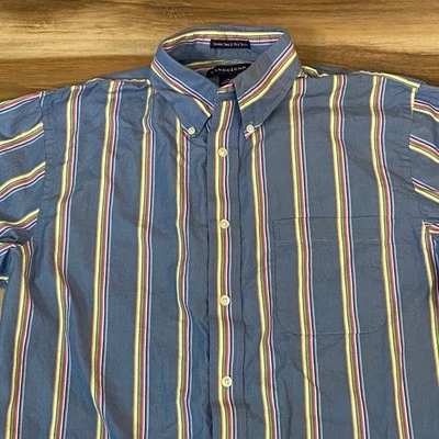 Lands' End Shirt Mens 15 32-33 Striped Button Down Shirt Super Fine 2-Ply Yarn - Image 1 of 4