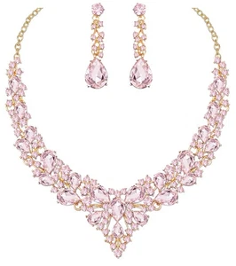 Women's Statement Necklace Earrings Set for Bride Austrian Crystal Wedding Br... - Picture 1 of 6