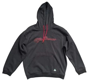 Alfa Romeo Mens Pullover Hoodie Sweatshirt Sweater Black Red Stitching Size L - Picture 1 of 10