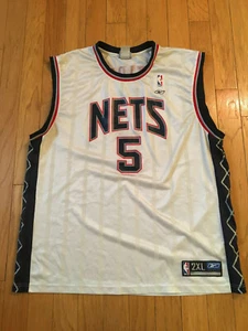 Jason Kidd New Jersey Nets Jersey NBA Striped White Brooklyn Men Size 2XL! - Picture 1 of 9