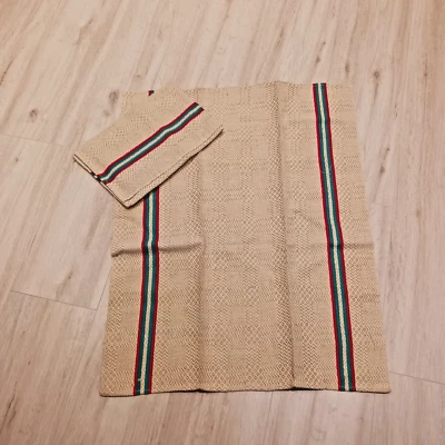 Lot de 2 torchons  anciens en  métis (coton et lin ) Basque– 60 x 77 cm –neuf - Photo 1/4