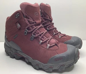Oboz Waterproof Hiking Boots Womens 7 Bridger B-DRY Mid Burgundy Lace Up Red - Picture 1 of 13